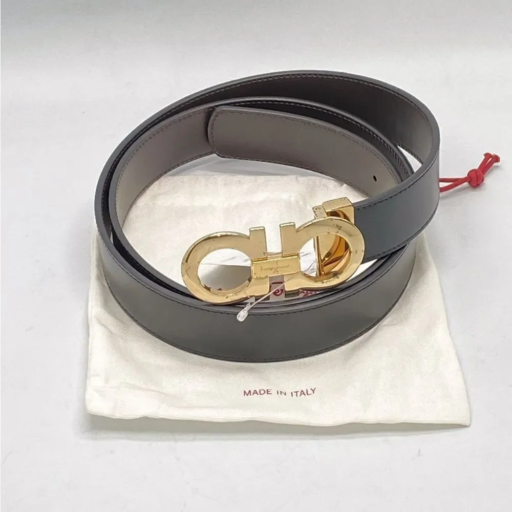 Ferragamo Reversible Adjustable Double-Gancini Leather Belt size 46